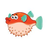 Smiling Spiky Pufferfish. vector