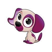 Purple-Eared Puppy with Big Eyes vector