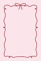 Coquette style frame on soft pink background. Romantic, feminine, and elegant design good for stationery, invitations, social media graphics, and Valentine Day themes. Trendy pastel pink background. vector