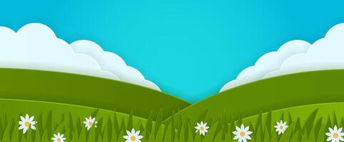 Spring landscape with flowers and hills vector