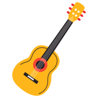 2D acoustic guitar design in bright yellow, featuring playful and simple style, great for kids' music content or fun graphics. png