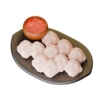 3D Meatball Skewers without Sticks and Spicy Sauce png