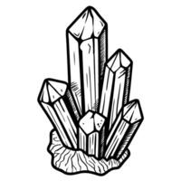 Cluster of quartz crystals hand drawn sketch, mineral gemstone formation illustration, natural geology element vector