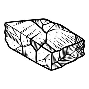 mano dibujado bloquear de Roca áspero texturizado rock con angular formas, negro contorno líneas, detallado mineral ilustración vector