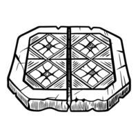 Ancient carved stone tablet with decorative geometric patterns and central crack, isolated illustration vector