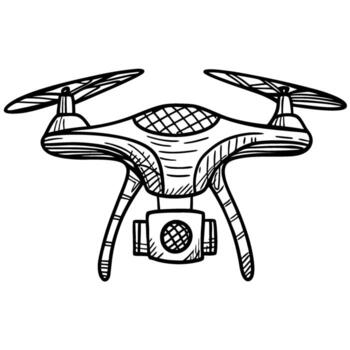 Quadcopter drone flying with camera modern unmanned aerial vehicle sketch for technology, surveillance, and innovation concepts vector