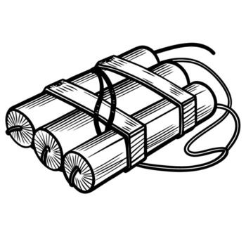 explosive bundle illustration dynamite sticks with fuses and wires, danger, caution, hazardous materials concept vector