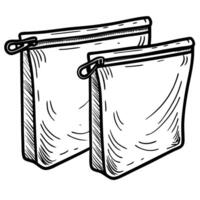 Reusable zippered pouch set eco friendly storage solution, transparent bags for food, snacks, travel organization vector