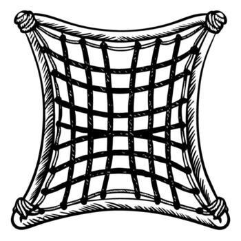 Hand drawn safety net illustration rope grid, secure web, square mesh for rescue or climbing protection concept vector