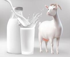 Goat and milk bottle with splash vector