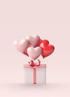 Gift box with heart-shaped balloons vector