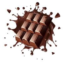 Chocolate bar with a splash of liquid vector