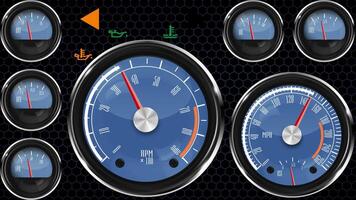 Retro Digital Dashboard Panel in Vintage Car Style. Finished Design with Circular Gauges and Indicators Featuring Segmented Display Elements. video