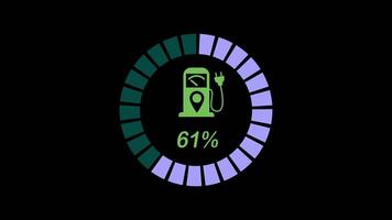 Car battery charge indicator, electric car screen icon, 2D animation with alpha matte video