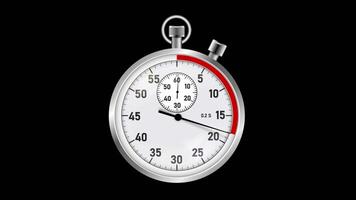 Realistic Animated Stopwatch CloseUp with a Running Red Line on the Needle Tip and Render Mask on Black Background video