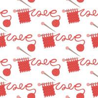 Pattern knitting knitted scarf with the word love. a ball of yarn wrote the word. a seamless flat colored texture. love for handicraft knitting. packaging design for yarn store, people knitting. vector