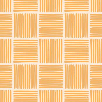 Checkered lines seamless pattern, design. Hand Drawn Checkerboard Check Irregular Uneven Texture vector