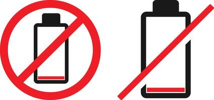 No battery icon set. Set of no battery charge level indicator icon illustration. Low charge level, no battery symbol vector