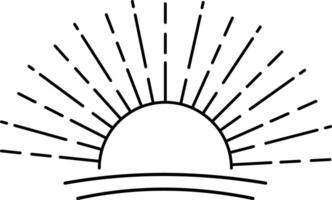 sun line art sunlight water wave icon. design in trendy style, outline vector