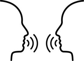 Two Man Talk Silhouette and Line Icon. People Face Head in Profile Speak Pictogram. Communication Discussion. illustration vector