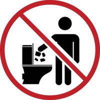 Do Not Throw Trash and Paper in Toilet Sign. dont littering in toilet warning icon. keep clean symbol. design in modern style vector