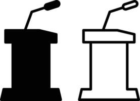 Tribune icon set in two styles . Speaking platform for leader or politician minister icon . design in modern style. illustration vector