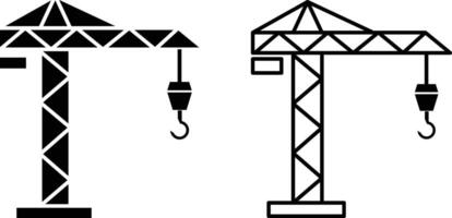 Construction crane icon set. construction crane icons. isolated on white background. two illustrations of a crane vector