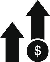 Profit growthline icon, in silhouette style. vector