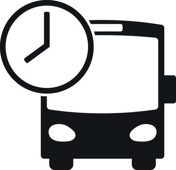 Bus time icon, bus icon with clock isolated on white background vector