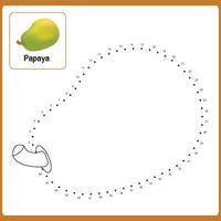 Connect The Dots Papaya Food. Dot To Dot Educational Game. Illustration vector