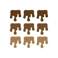 Nine Chocolate Dripping Shapes in Various Shades of Brown vector