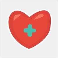 Red Heart with Medical Cross Icon vector