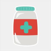 Medicine Bottle with Medical Cross Icon vector