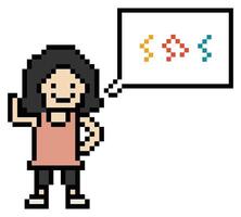 Lady happy dance exercise music love woman girl female 8 bit smile joy cardio. vector