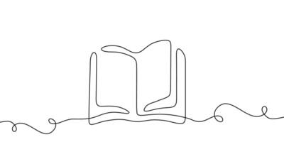 Art book line education open read illustration school one continuous icon. Line book sketch study outline research shelf paper drawn stack old background bible hand library doodle pen write. vector