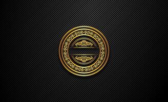 black and gold empty text logo floral ornament background vector