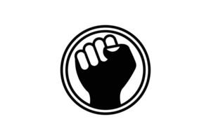 Raised Fist Symbol Inside a Circle with Bold Outline Representing Solidarity and Resistance Black and White Silhouette powerful raised fist symbol vector