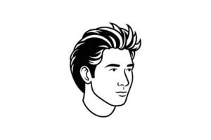 Stylish Young Man s Head Profile with Modern Hairstyle Presented in a Striking Black and White Silhouette Design Clean and Minimalist Aesthetic silhouette vector