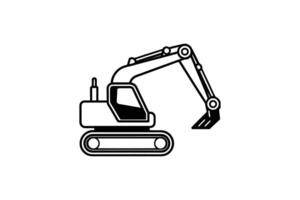 Detailed Excavator Illustration with Extended Arm and Bucket Construction Vehicle Icon Heavy Machinery Silhouette This image features detailed excavator illustration silhouette vector