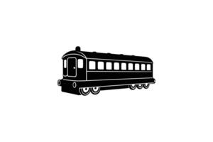 Vintage Train Passenger Car Illustration with Multiple Windows and Wheels Presented as a Black Silhouette on a White Background Perfect for Design Projects silhouette vector