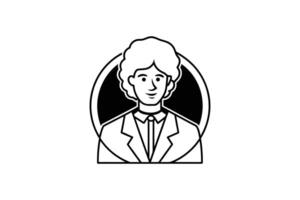 Professional Woman in Suit Portrait with Circular Background Minimalist Line Art Style Silhouette minimalist line art illustration woman suit presented striking vector