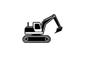 Detailed Excavator Illustration in Black and White Perfect for Construction and Engineering Projects Presented in a Silhouette Style silhouette This image vector