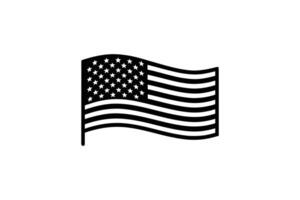 Monochrome American Flag Waving with Stars and Stripes Symbolizing Patriotism National Pride and Independence Day Celebrations Presented in a Clean Minimalist vector