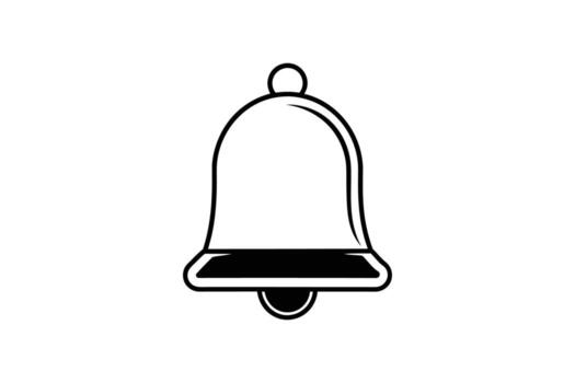 Simple Black and White Bell Icon for Notifications and Alerts Featuring a Classic Design with a Clear Outline and Minimalist Aesthetic vector