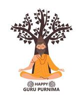 Poster, banner for Guru Purnima festival with lettering and tree. of Indian traditions vector