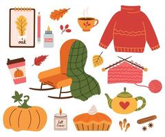 Fall decor and crafting items vector