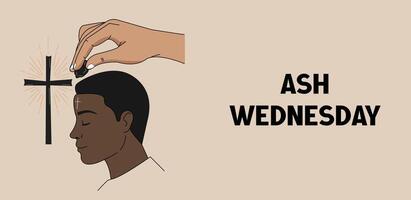 Ash Wednesday Illustration Christian Lent Observance with Cross and Ashes vector