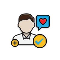 Marketing icon. Influencer Marketing. People with plus signs, checkmarks, and love messages. Branding, strategy, digital. Isometric design style. vector