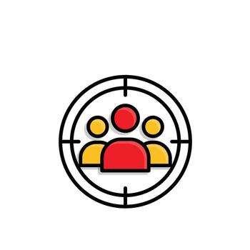 Marketing icon. Target Audience. Silhouette of a person in a target circle. Branding, strategy, digital. Mixed design style vector