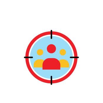 Marketing icon. Target Audience. Silhouette of a person in a target circle. Branding, strategy, digital. flat design vector